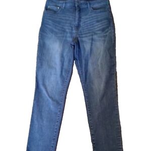 Time And Tru Womens 14 32 X 28 Straight Leg Dark Stone Wash Whiskering  Jeans